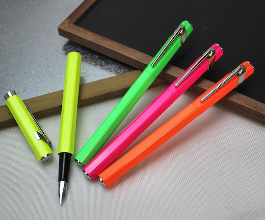 Caran D'ache Writing Pen Medium Yellow made of Aluminum with Blue Ink
