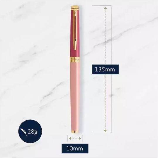 Waterman Hemisphere Stilou Medium Din Otel Cu Cerneală Roșie