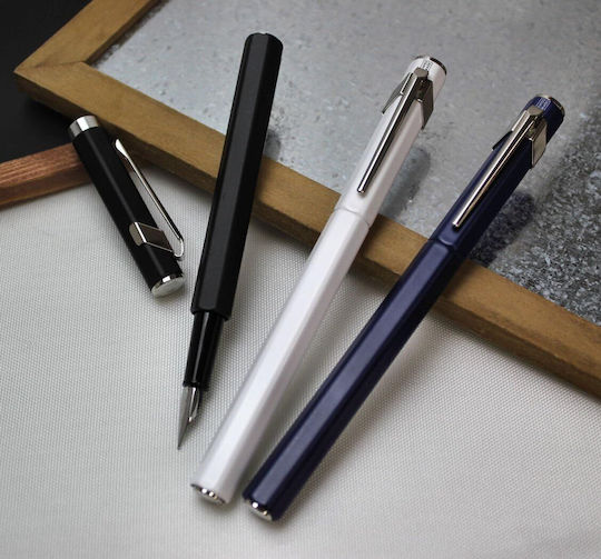 Caran D'ache Writing Pen Medium White made of Aluminum with Blue Ink