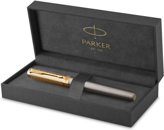 Parker Füllfederhalter Fein Gold aus Messing mit Blauer Tintenfarbe