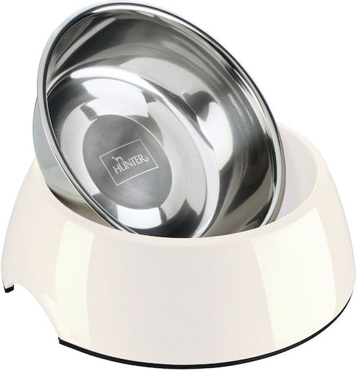 Hunter Stainless Steel Bowl Food for Dog & Cat 1.4lt in White Color