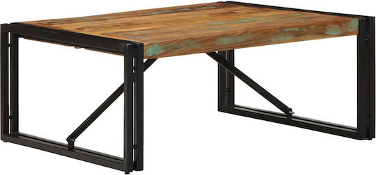 Rectangular Central Coffee Table Made of Solid Wood Multicolour M80xL80xH35cm