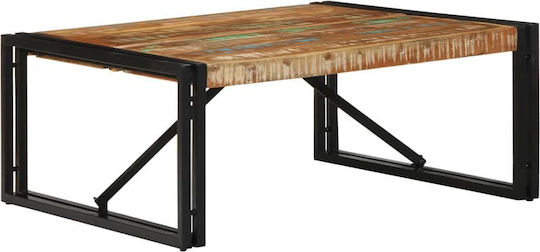 Rectangular Central Coffee Table Made of Solid Wood Multicolour M80xL80xH35cm