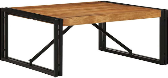 Square Central Coffee Table Made of Solid Wood Brown W80xL80xH35cm
