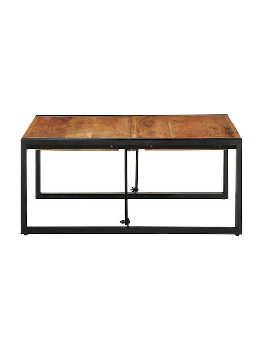 Square Central Coffee Table Made of Solid Wood Brown W80xL80xH35cm