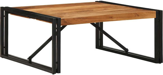 Square Central Coffee Table Made of Solid Wood Brown W80xL80xH35cm