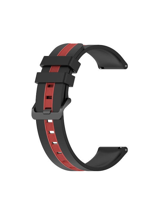 Honor Magic Watch 2 46mm 22mm Κάθετη Ζώνη Ρολογιού Σιλικόνης Δύο Χρωμάτων Μαύρο+κόκκινο