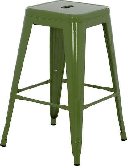 Μεταλλικό Σκαμπό Μπαρ Εξωτερικού Χώρου Melita Light Olive Green 43x43x67cm