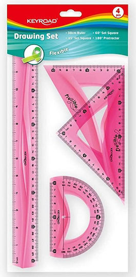 Keyroad Set von 4 geometrischen Instrumenten Kunststoff Transparente