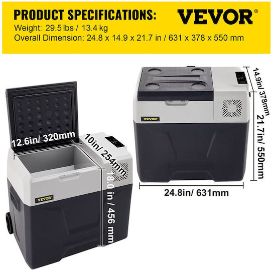 Vevor Portable Fridge 50L 12V Gray