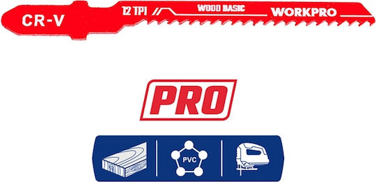 Jigsaw Blade Wood 75mm Bosch Set 5pcs 12tpi Wp404000 Workpro Profi Card