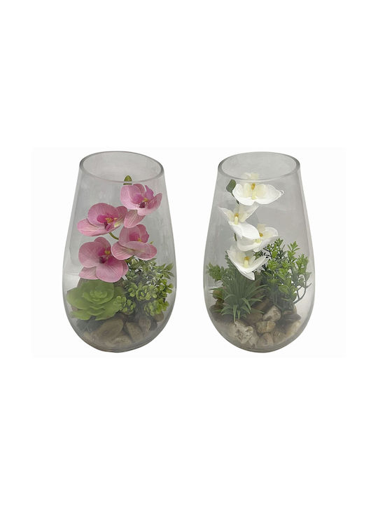 Decorative Plant Home Esprit PVC Crystal 15 X 15 X 25 Cm X2