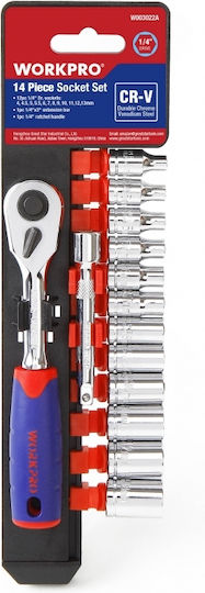 WorkPro Ratschen- & Steckschlüssel-Sets 1\4" 14Stück
