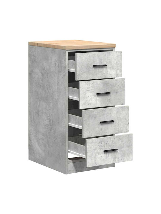 Ντουλάπι Γραφείου από Μασίφ Ξύλο Γκρι 40x51x85cm