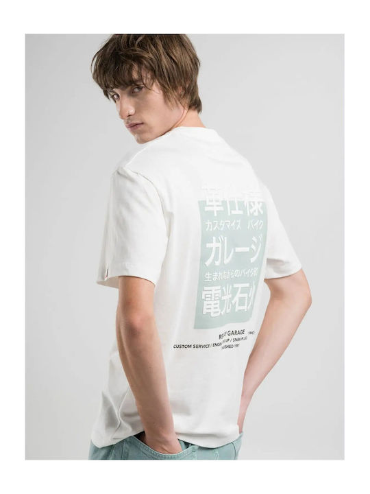 Replay Print T-shirt Natural White