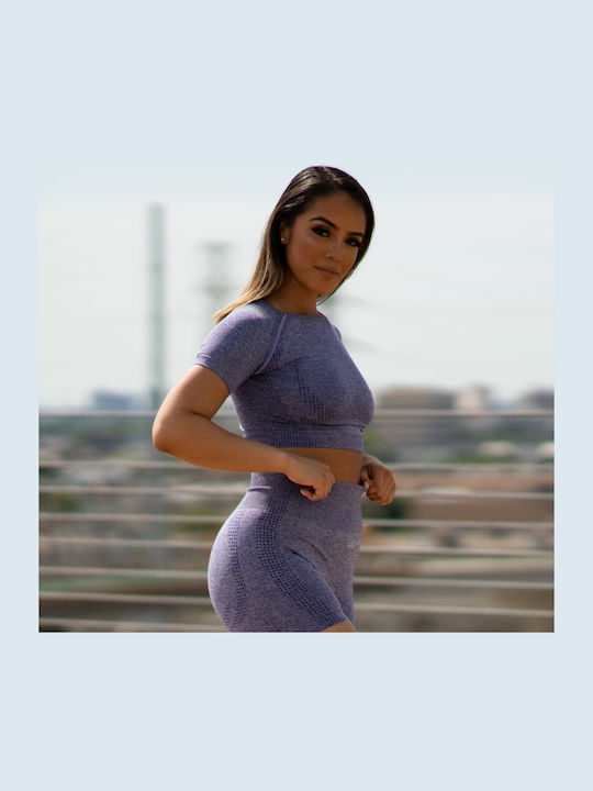 Madeline Γυναικείο Αθλητικό Crop Top Κοντομάνικο Μωβ
