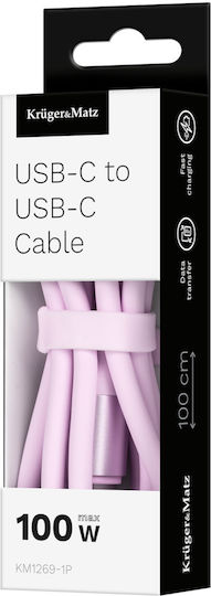 Cablu USB Type-C USB Type-C 100 W 1 M Roz Silicon Kruger&matz Basic