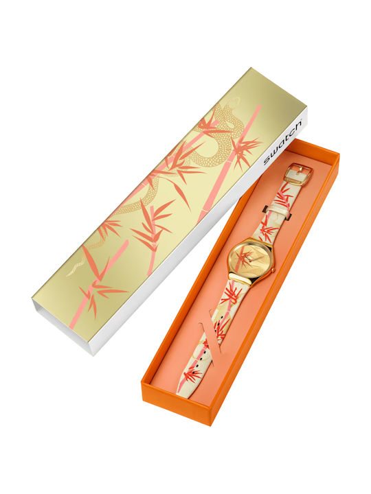 Swatch Golden Women's Watch with Fabric Strap