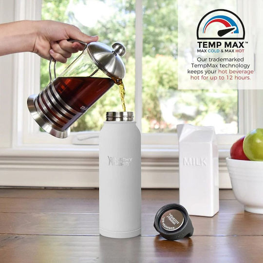 Healthy Human Stein Bottle Thermos Stainless Steel BPA Free 621ml Pure White With Straw