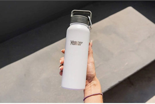 Healthy Human Stein Bottle Thermos Stainless Steel BPA Free 621ml Pure White With Straw