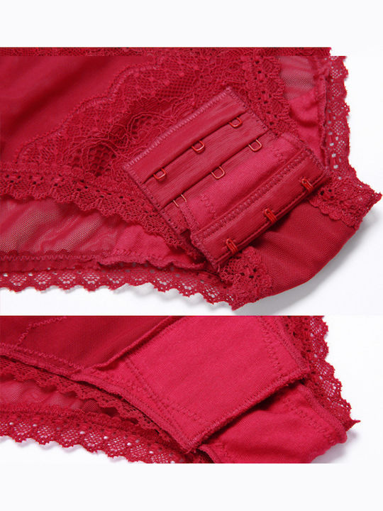 Lingerie Bodysuit with Transparency Red