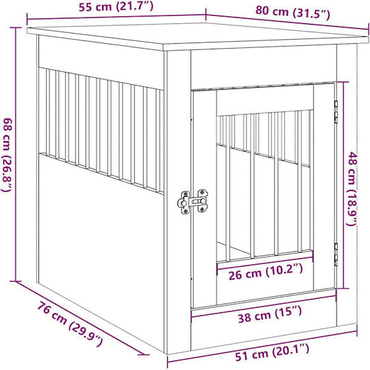 vidaXL Dog House Outdoor Brown 55x80x68cm