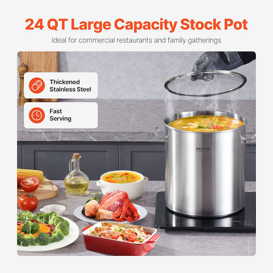 Vevor Ανοξείδωτη Κατσαρόλα Μαρμίτα 22.7lt / 30cm