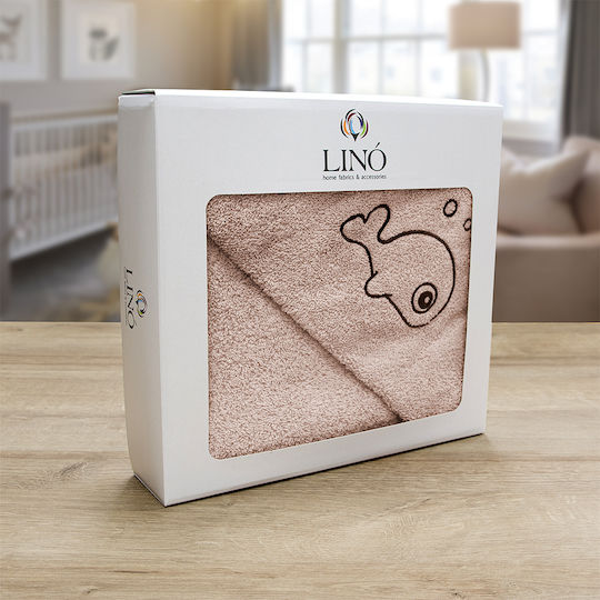Lino Home Baby-Badetuch mit Kapuze Fish Rosa 75x75cm