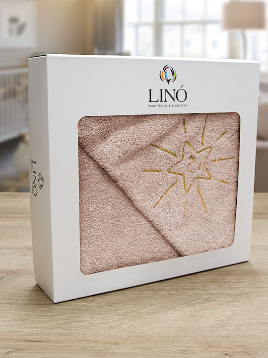 Lino Home Βρεφική Κάπα-Μπουρνούζι με Κουκούλα Smiley Pink 75x75εκ.