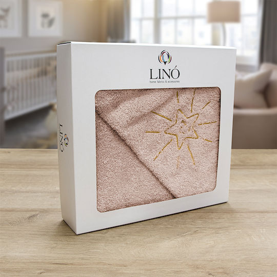 Lino Home Baby-Badetuch mit Kapuze Smiley Rosa 75x75cm