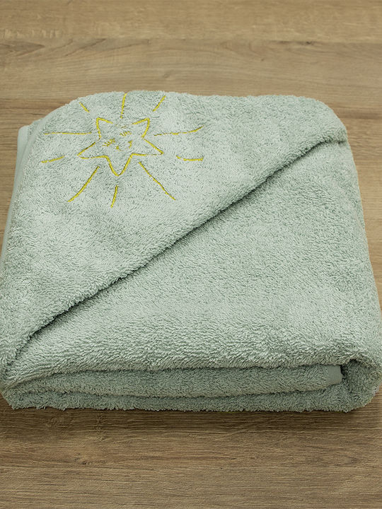 Lino Home Βρεφική Κάπα-Μπουρνούζι με Κουκούλα Smiley Mint 75x75εκ.