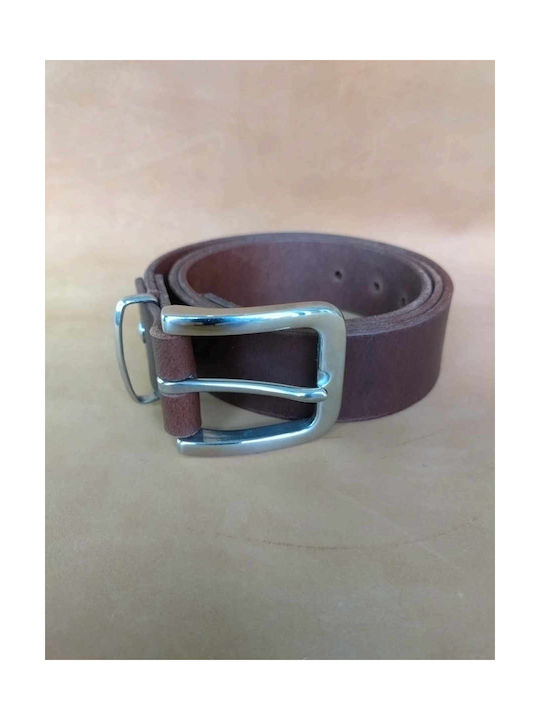 Men's Leather Wide Belt Brown