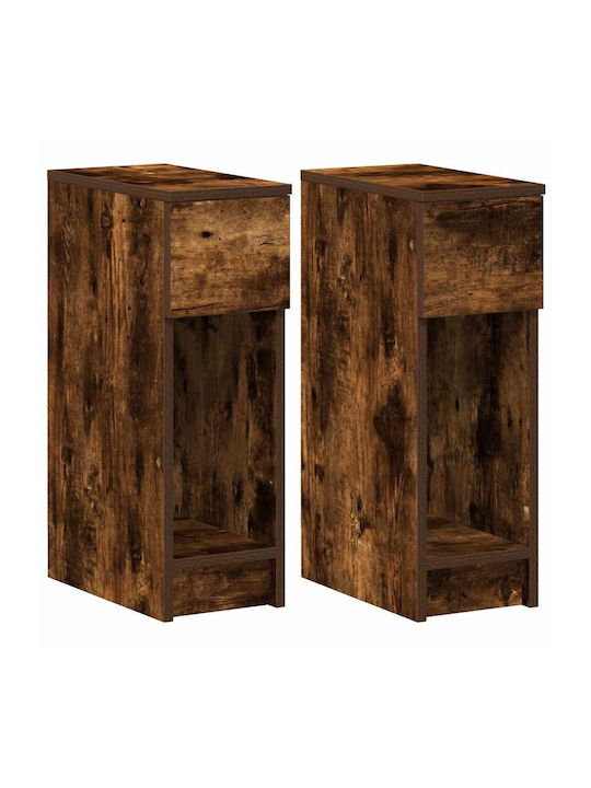 Bedside Tables 2-Drawer Set Smoked Oak 20x36x60 cm Brown