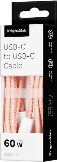 Kruger&matz Basic 1m Pink USB Typ-C zu USB Typ-C Kabel 60W