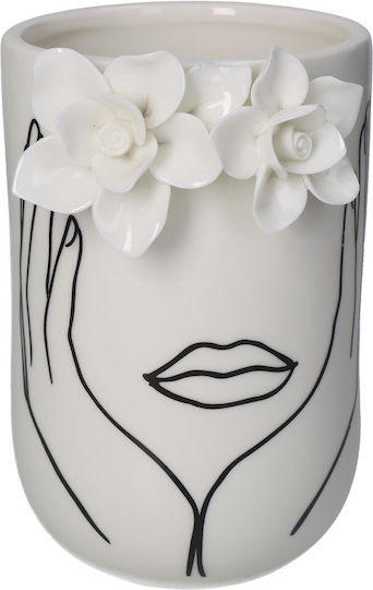 ArteLibre Vase aus Porzellan Weiß 12,2xH16cm
