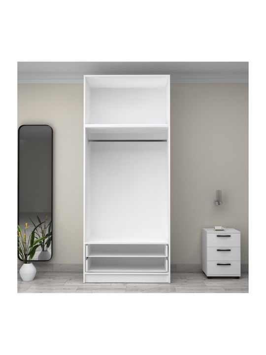 Ușă dublă Dulap de Haine Victoria cu Spațiu de Depozitare Alb 100x60x240cm