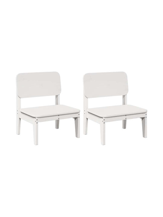 Outdoor Chair Wooden White 2pcs 60x52.5x72cm.