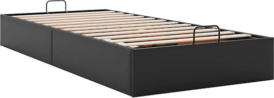 Cadru de Pat Tip Otoman Fără Saltea Negru Piele Ecologică Neagră 80 X 200 Cm