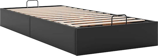 Cadru de Pat Tip Otoman Fără Saltea Negru Piele Ecologică Neagră 80 X 200 Cm