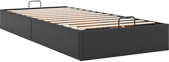 Cadru de Pat Tip Otoman Fără Saltea Negru Piele Ecologică Neagră 80 X 200 Cm