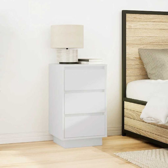 White Wooden Bedside Table 38x34x65cm