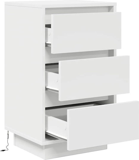 White Wooden Bedside Table 38x34x65cm