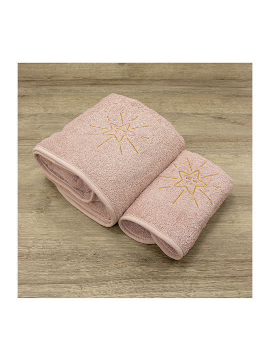 Lino Home Σετ Βρεφικές Πετσέτες 2τμχ Pink Βάρους 450gr/m²