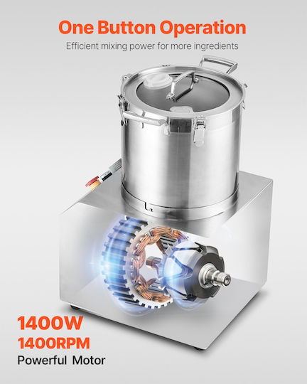 Vevor Food Processor & Vegetable Blender 15L Stainless Steel Food Grade