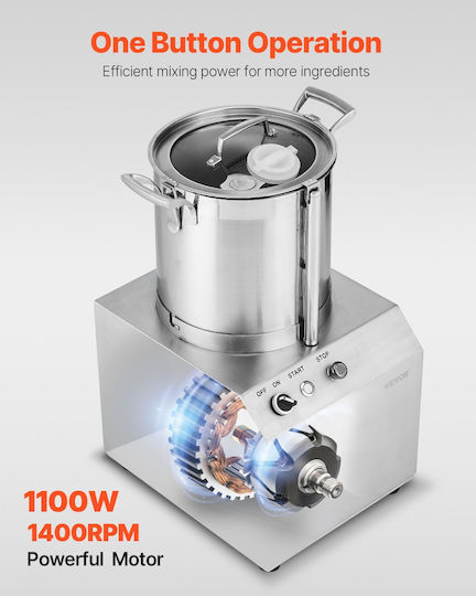 Vevor Food Processor & Vegetable Blender 10L Food Grade Stainless Steel