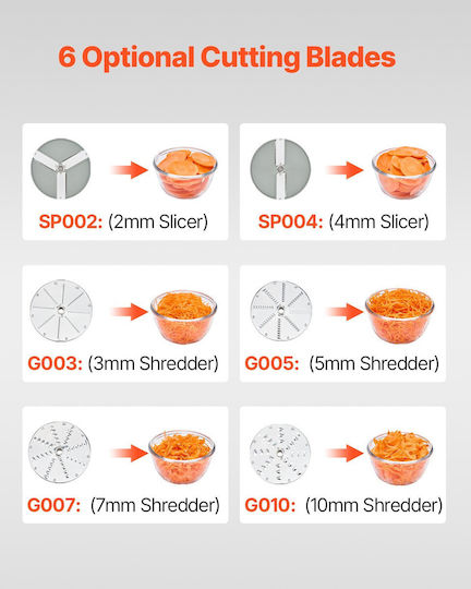 Vevor Food Processor Vegetable Cutter 6 Blades Food Grade Stainless Steel