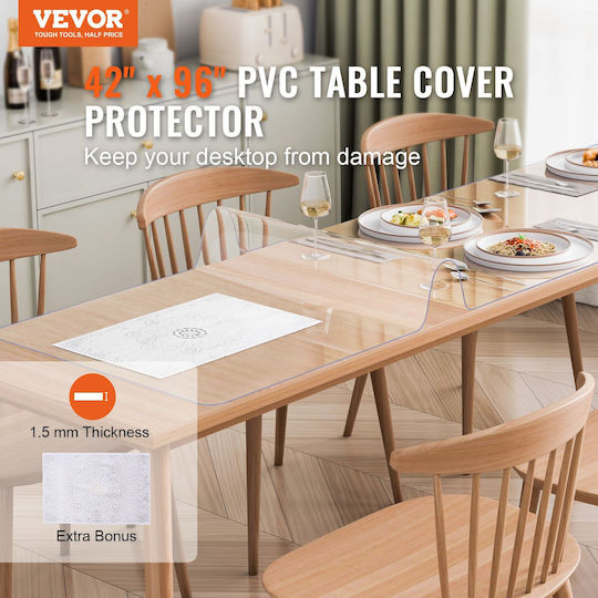 Vevor Table Protector PVC 42x96 Inches Clear Plastic Desk Protector 1.5mm Thick Vevor Table Protector PVC 42x96 Inches Clear Plastic Desk Protector 1.5mm Thick
