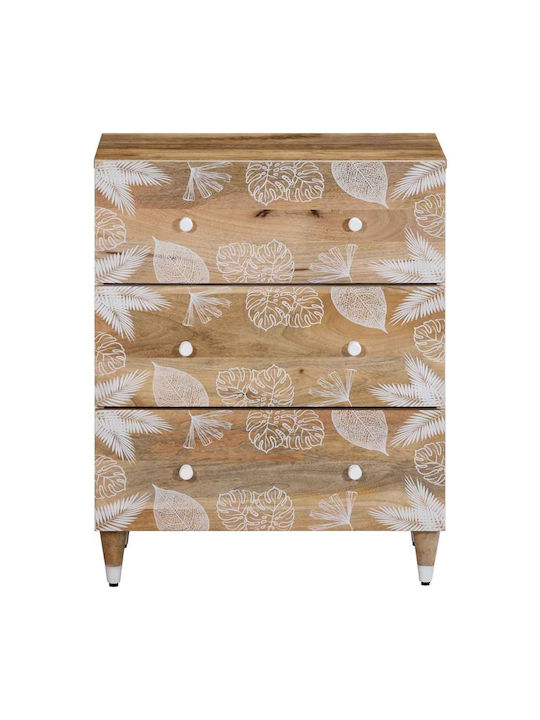 Chest of Drawers of Solid Wood Coffee 60x33.5x75cm