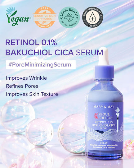 Mary & May 0.1% Bakuchiol Cica Beruhigend & Anti-Aging Serum Gesicht mit Bakuchiol & Retinol 80ml