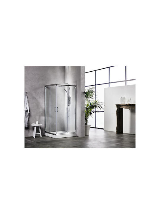 Tema Kabine für Dusche mit Schieben Tür 80x80x180cm Klarglas Chrom
